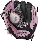 Rawlings Players Series 9&quot; Youth Pink Baseball Glove with Ball - RHT, New